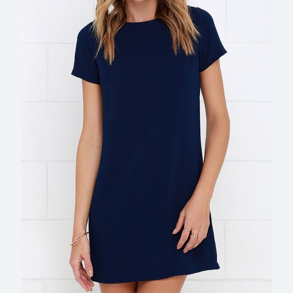Lulus New Era Navy Blue Shift Dress - Size S